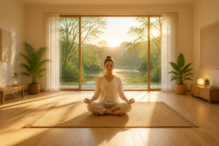 Serenite matinale meditation au lever du soleil