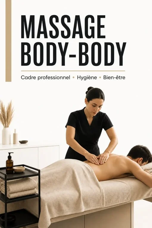 Illustration d’un massage body body dans un cadre professionnel et apaisant