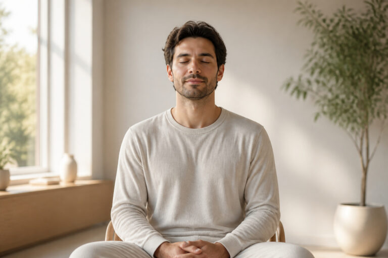 Homme en meditation paisible