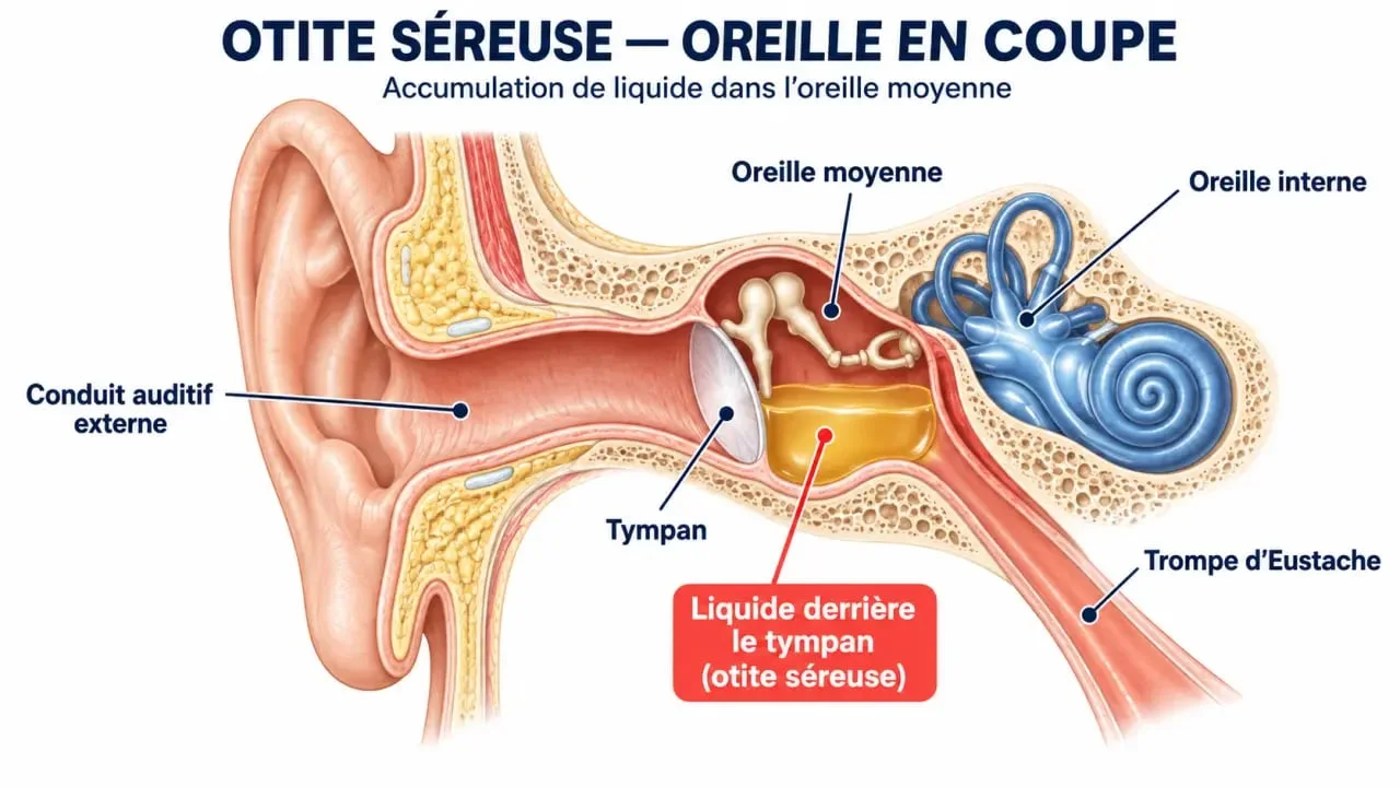 Schéma des zones de l’oreille pour comprendre comment soigner naturellement une otite